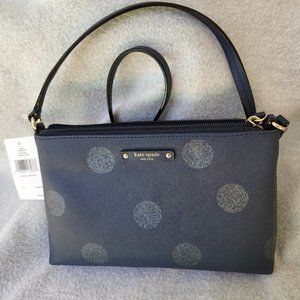 Kate Spade BRAND NEW Navy Blue Polka Dot Glitter print